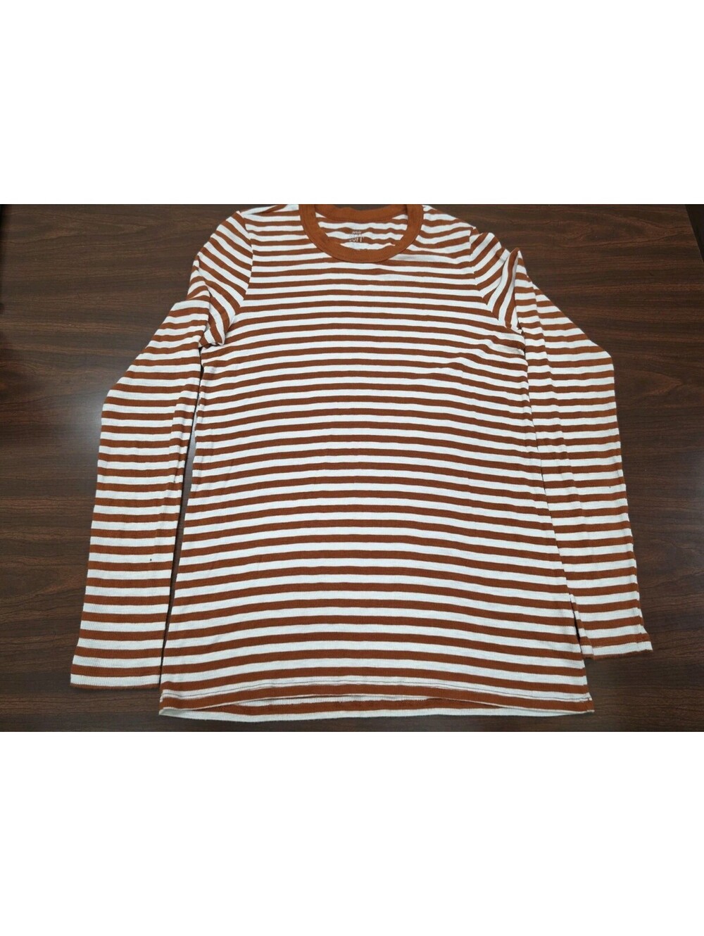 Aerie Softest Size Medium Brown White Stripe Long Sleeve Thermal Shirt Cozy Core